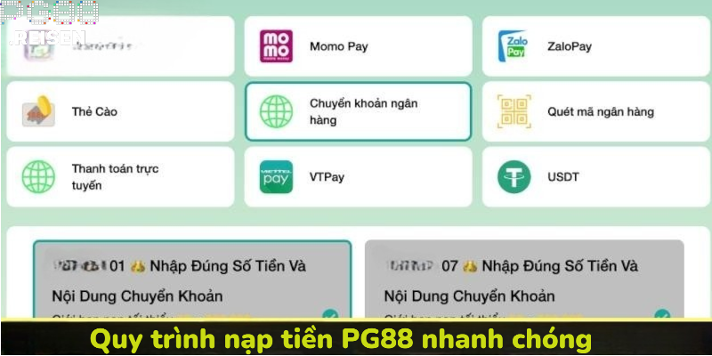 Quy trình nạp tiền nhanh chóng